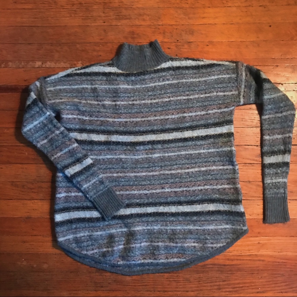 Soft Striped Mock Turtle Neck Sweater